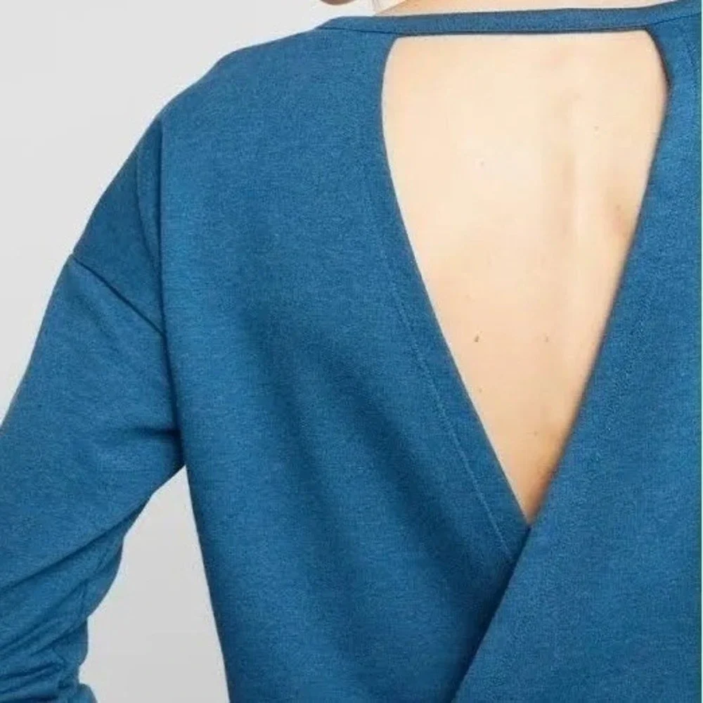Nike Dri-FIT Womens Teal Open Back Crossover Training Top Sweatshirt Small